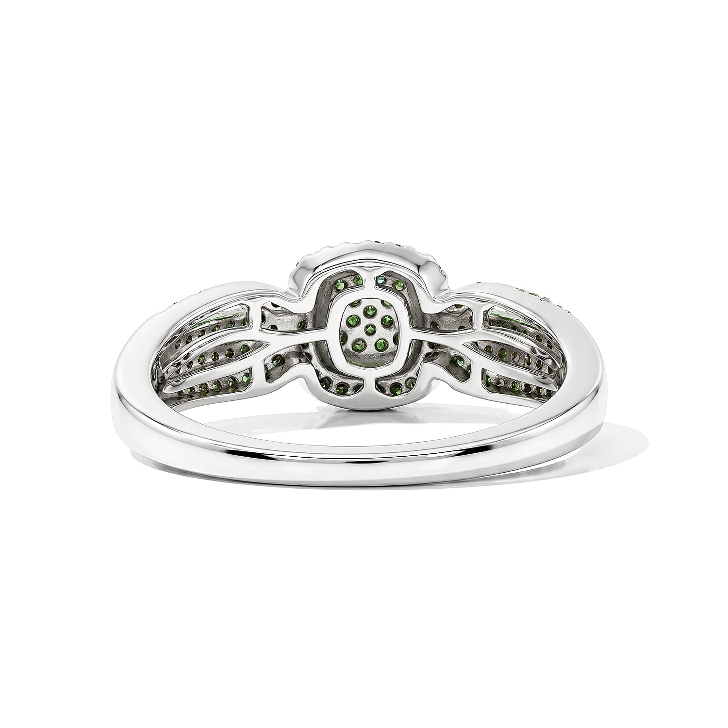 TLV D'Joy Green Diamond (IR) Eternal Love Ring in YG Rhodium Over Sterling Silver (Size 8.0) 0.33 ctw