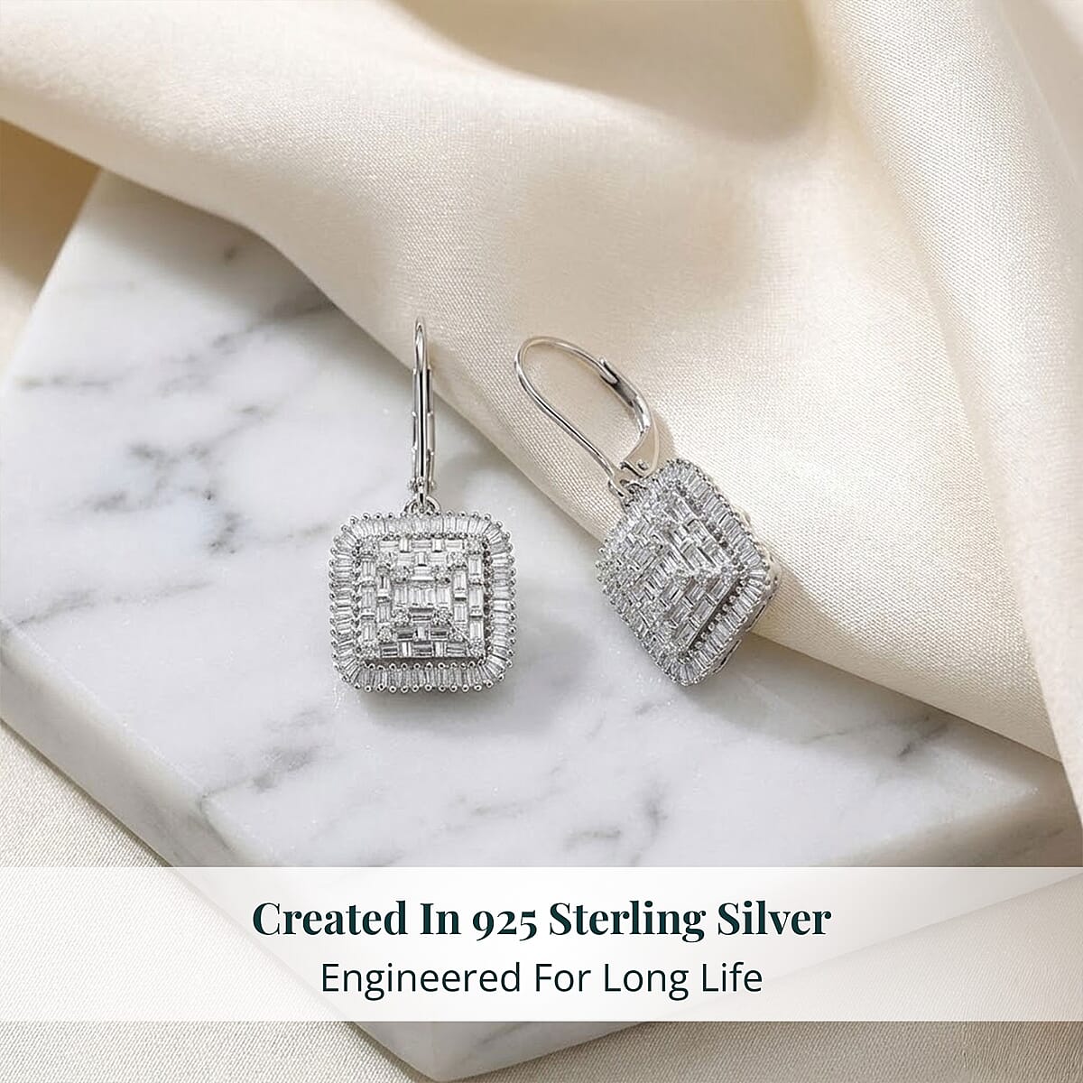 Luxuriant Lab Grown Diamond G-H SI 1.50 ctw Earrings in Rhodium Over Sterling Silver image number 2