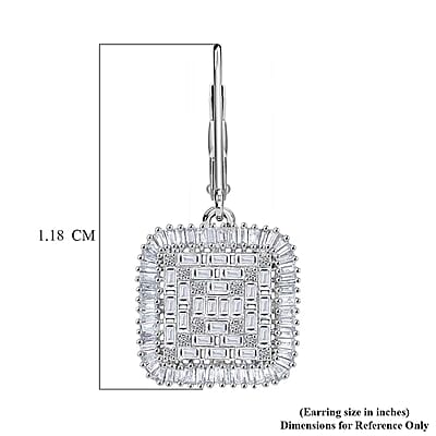 Luxuriant Lab Grown Diamond G-H SI 1.50 ctw Geometric Lattice Earrings in Rhodium Over Sterling Silver