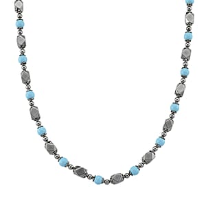 Terahertz 70.00 ctw and Sleeping Beauty Color Shell Pearl Necklace (18-20 Inches) with Elephant Charm in Silvertone and Stainless Steel