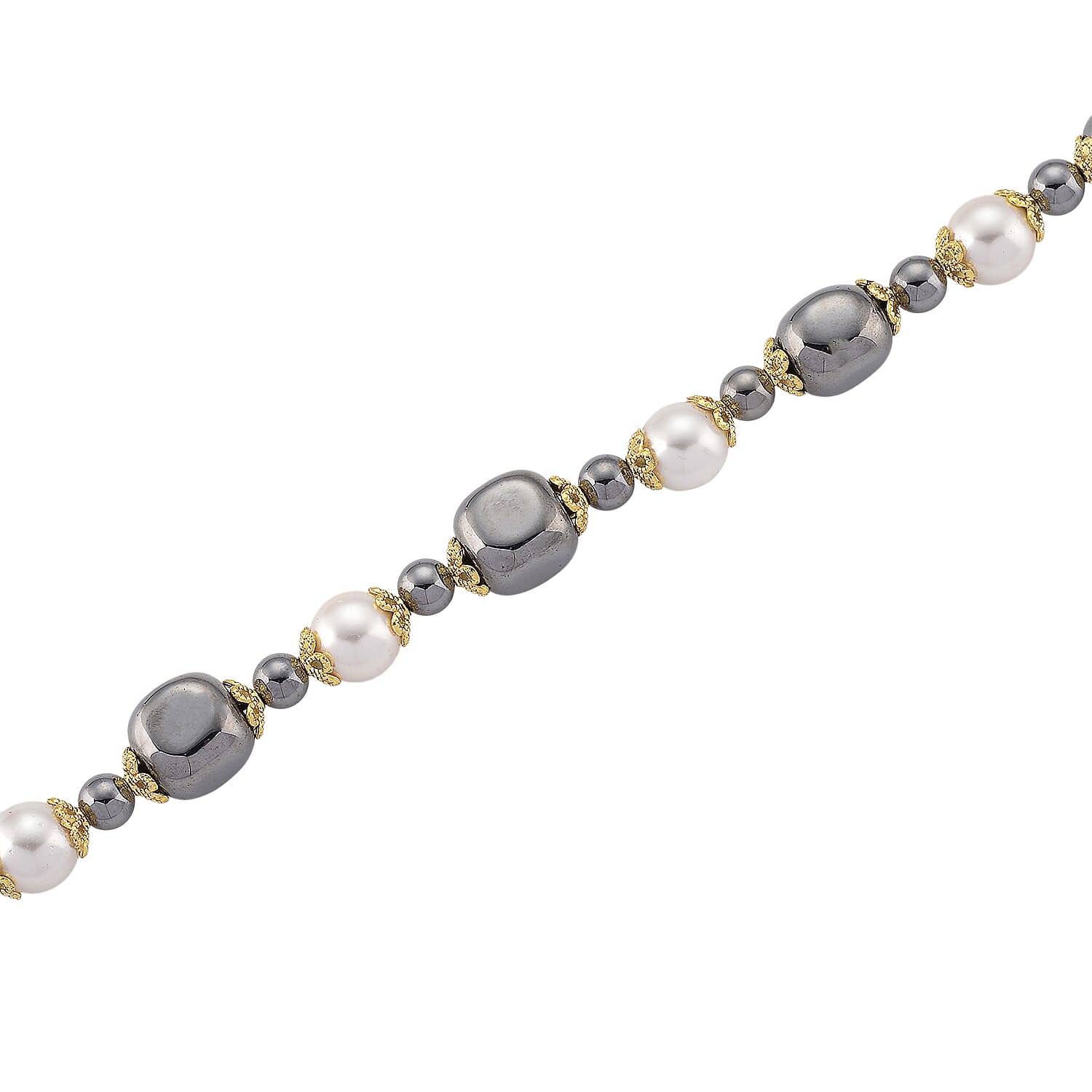 Terahertz 70.00 ctw and White Shell Pearl Necklace (18-20 Inches) with Butterfly Charm in Goldtone and Stainless Steel