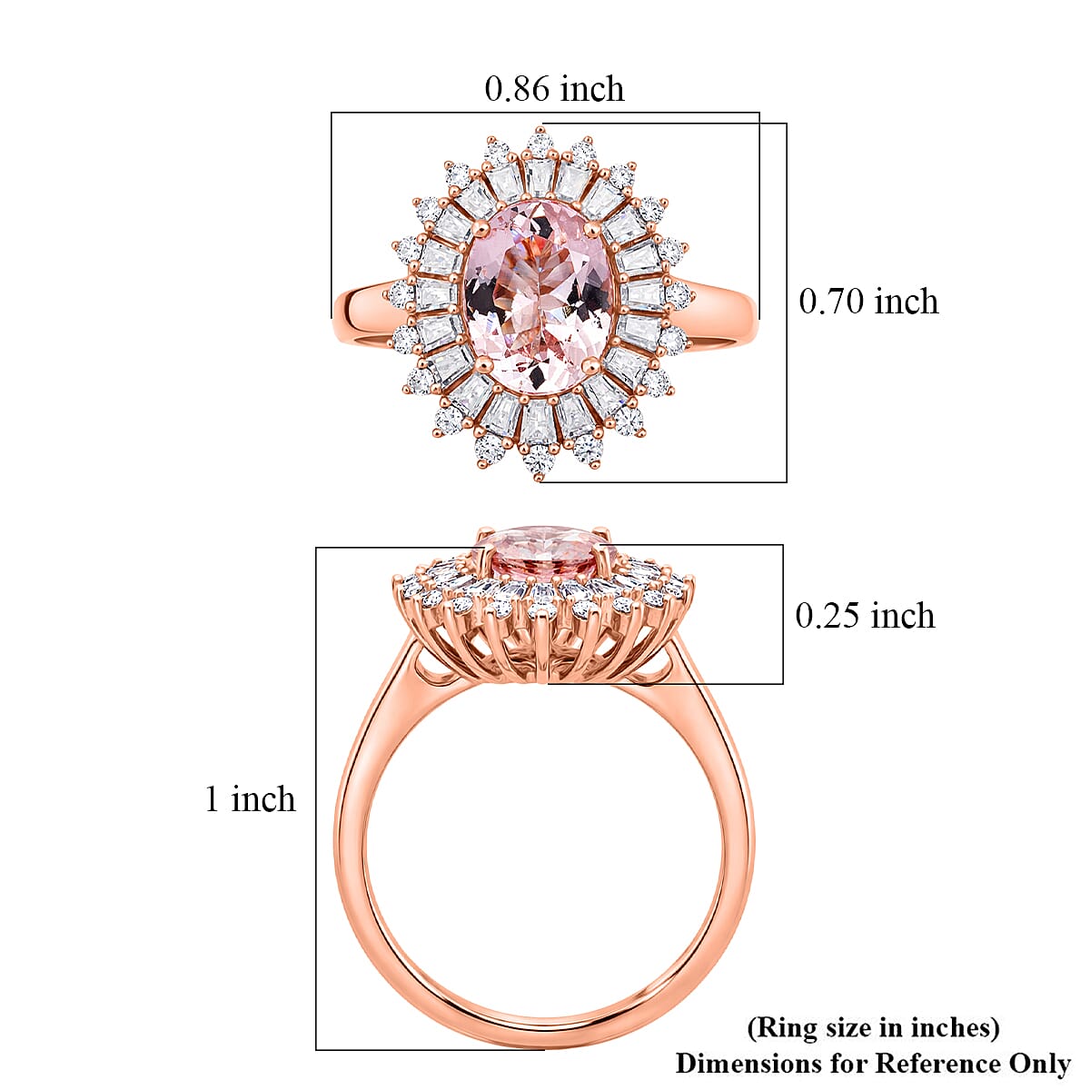 D'Joy Premium Pink Morganite and Moissanite 2.25 ctw Love Bloom Halo Ring in 18K Vermeil Rose Gold Over Sterling Silver (Size 9.0) image number 5