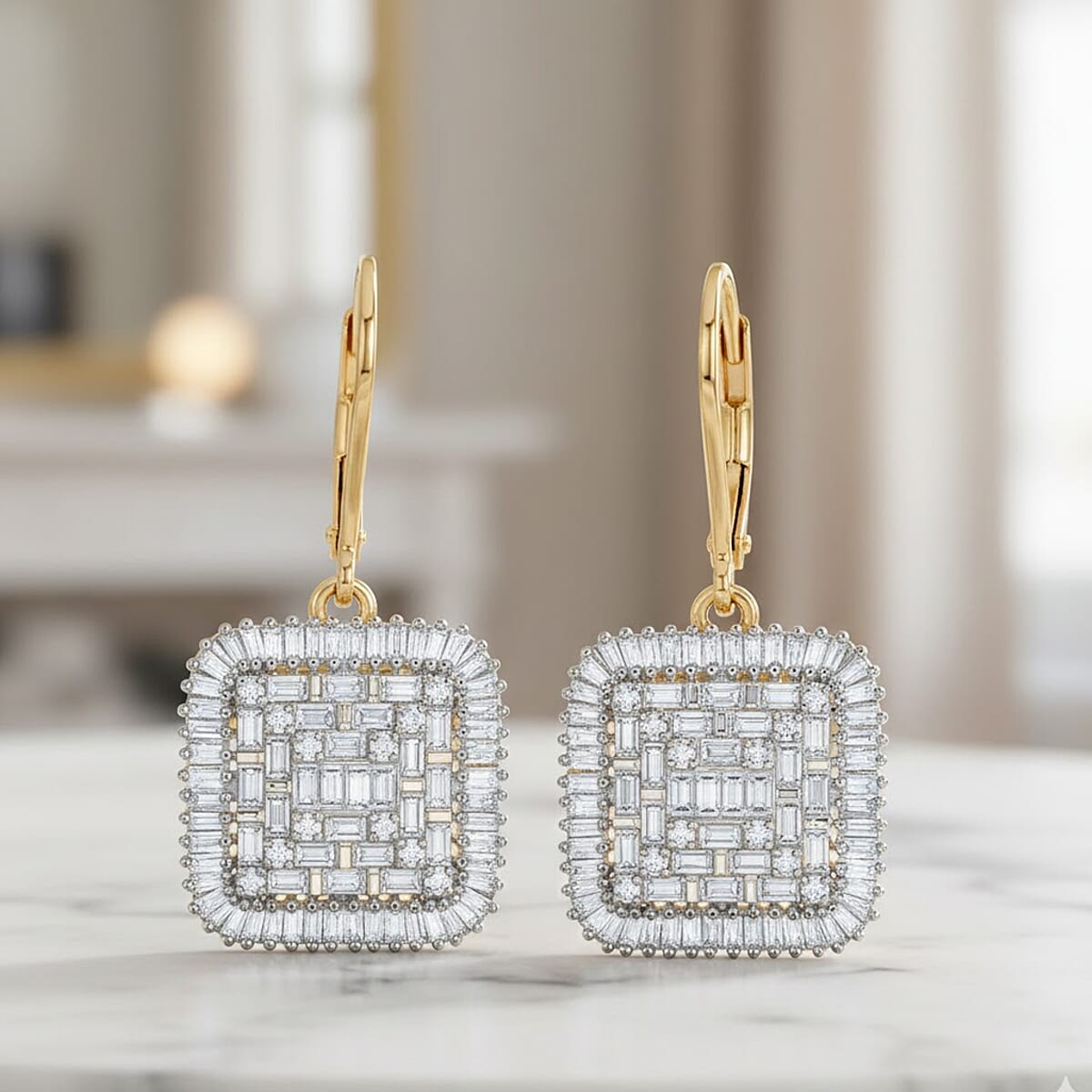 Luxuriant Lab Grown Diamond G-H SI 1.50 ctw Earrings in 18K Vermeil Yellow Gold Over Sterling Silver image number 1