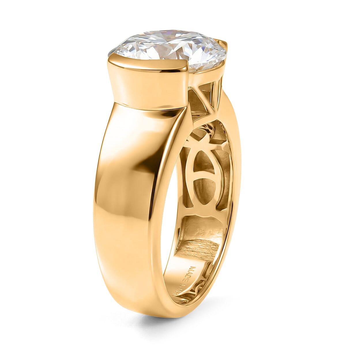 D'Joy Moissanite 4.00 ctw Solitaire Ring in 18K Vermeil Yellow Gold Over Sterling Silver (Size 10.0) image number 3