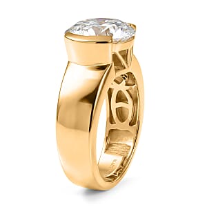 D'Joy Moissanite 4.00 ctw Solitaire Ring in 18K Vermeil Yellow Gold Over Sterling Silver (Size 9.0)