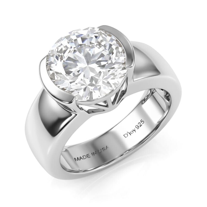 D'Joy Moissanite 4.00 ctw Solitaire Ring in Rhodium Over Sterling Silver (Size 10.0)