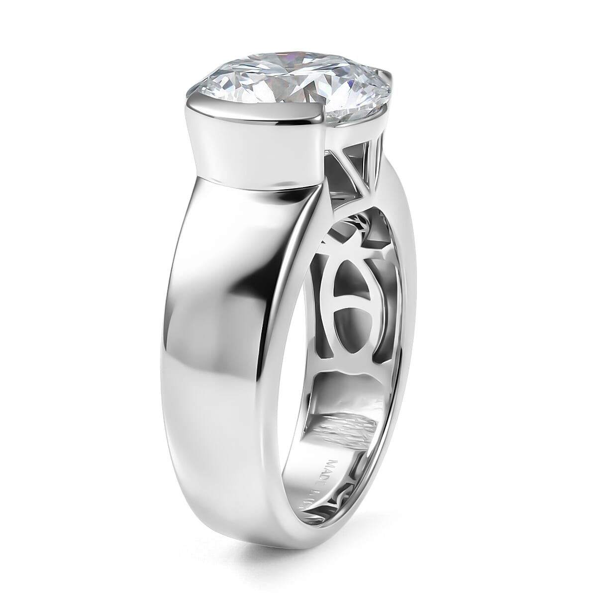 D'Joy Moissanite 4.00 ctw Solitaire Ring in Rhodium Over Sterling Silver (Size 10.0)