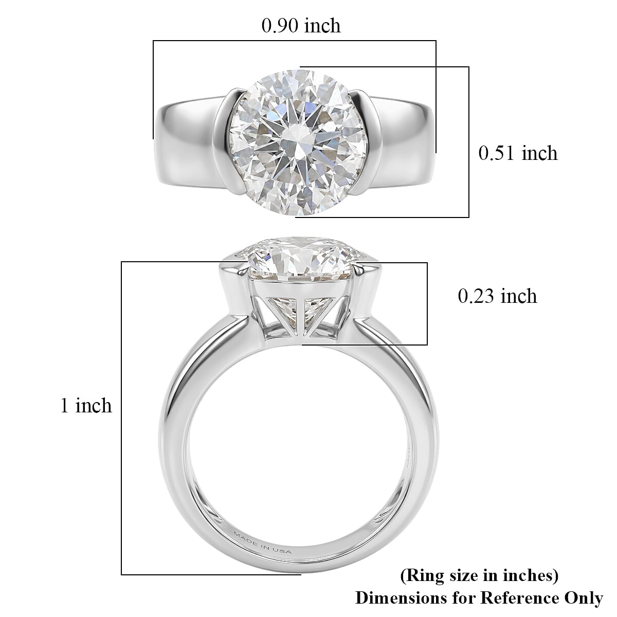 D'Joy Moissanite 4.00 ctw Solitaire Ring in Rhodium Over Sterling Silver (Size 10.0)