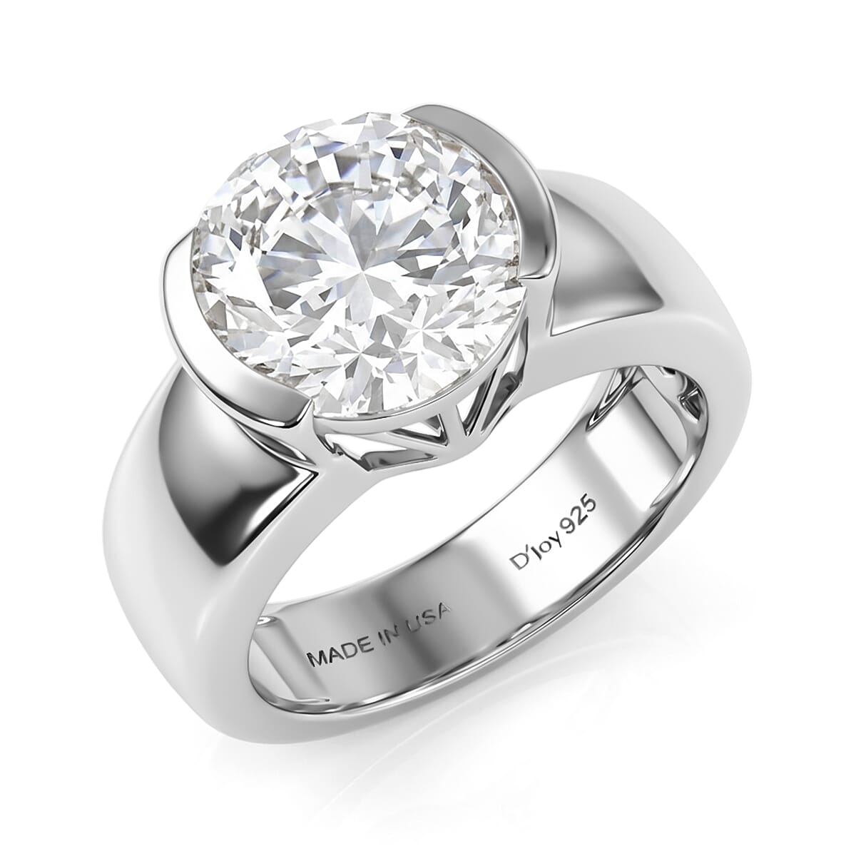 D'Joy Moissanite 4.00 ctw Solitaire Ring in Rhodium Over Sterling Silver (Size 7.0) image number 0