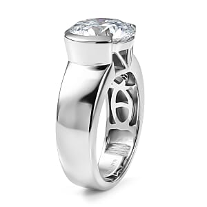 D'Joy Moissanite 4.00 ctw Solitaire Ring in Rhodium Over Sterling Silver (Size 7.0)