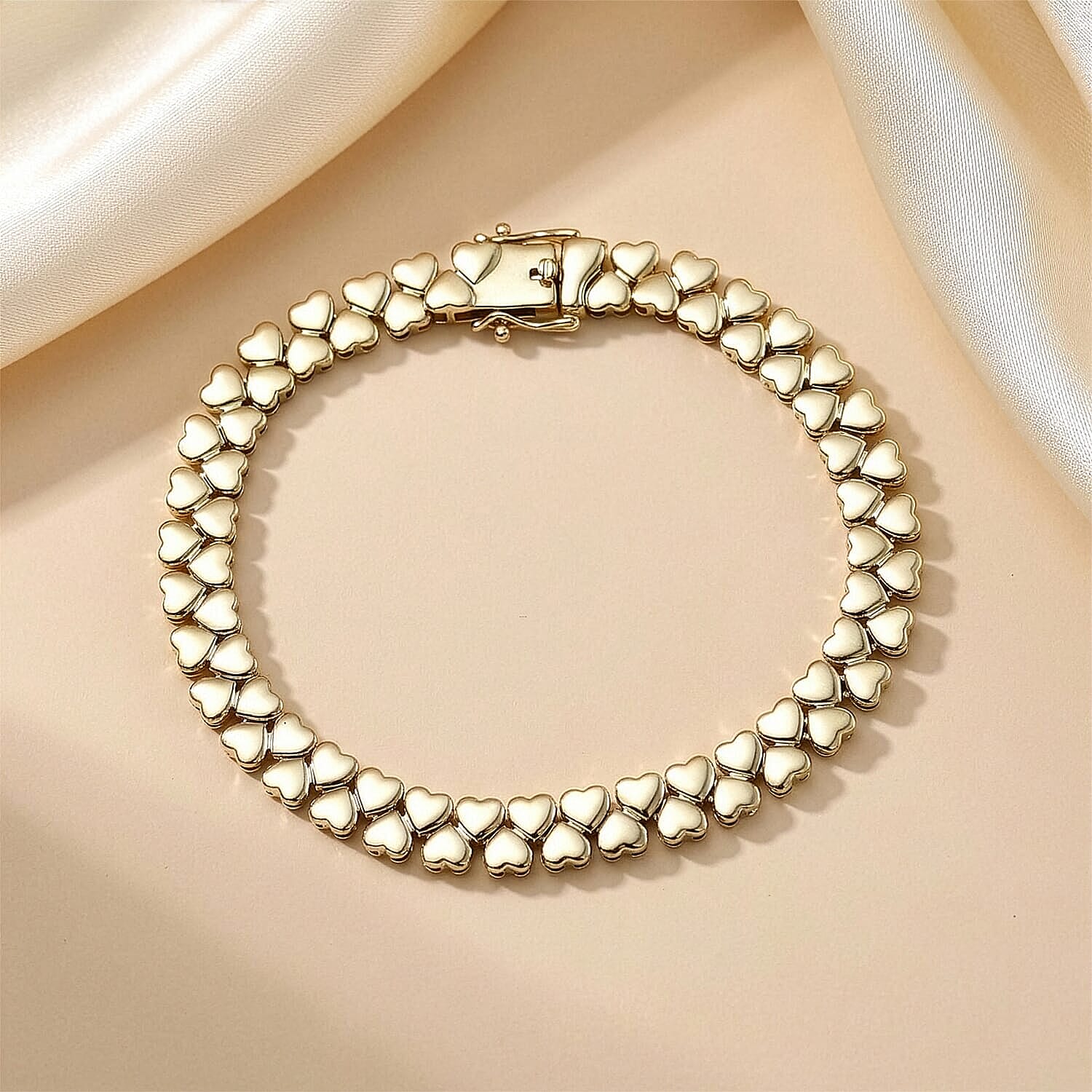 Luxoro 10K Yellow Gold Heart Bracelet (7.25 In) 10.75 Grams