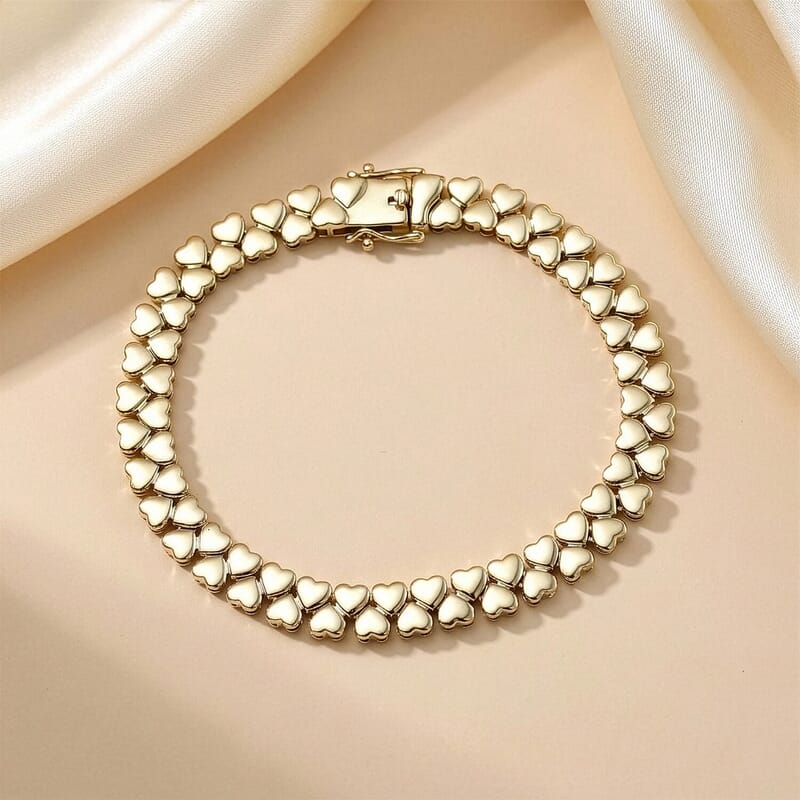Luxoro 10K Yellow Gold Heart Bracelet (7.25 In) 10.75 Grams