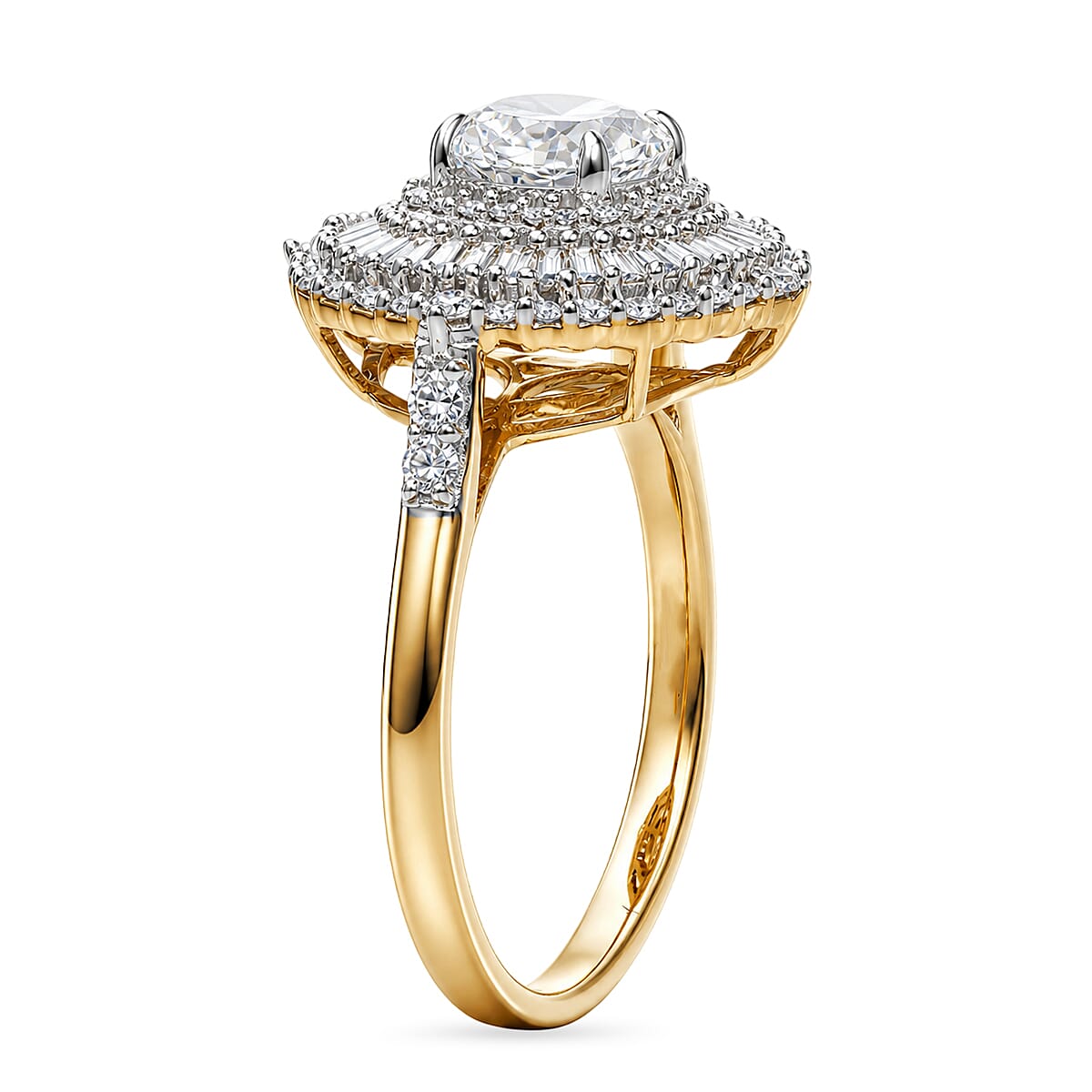 TLV Luxuriant Lab Grown Diamond (G-H, SI) Ring in 18K Vermeil YG Over Sterling Silver (Size 10.0) 2.00 ctw image number 3