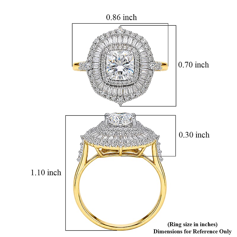 Luxuriant Lab Grown Diamond G-H SI 2.00 ctw Ring in 18K Vermeil Yellow Gold Over Sterling Silver (Size 7.0)