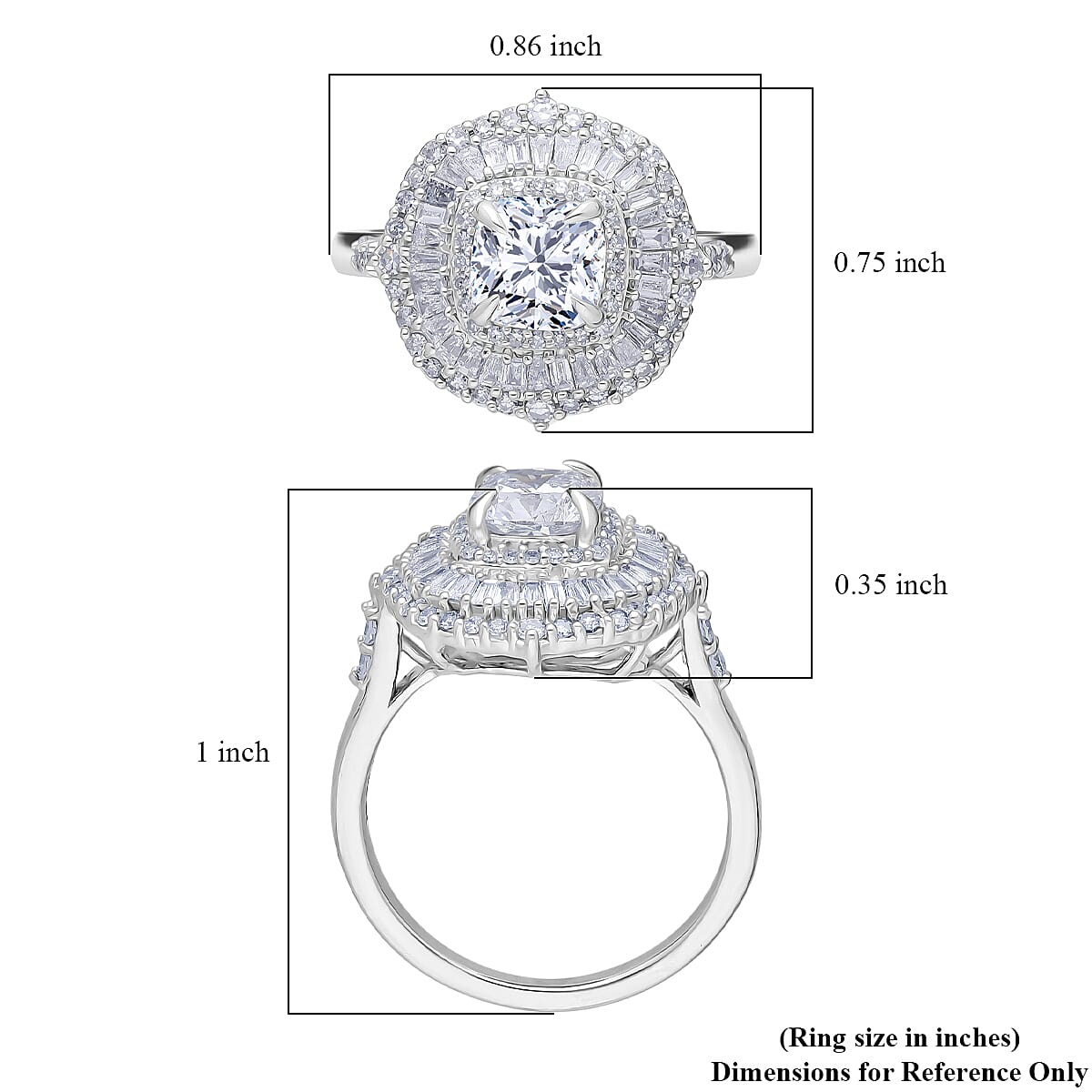 Luxuriant Lab Grown Diamond G-H SI 2.00 ctw Double Halo Ring in Rhodium Over Sterling Silver (Size 10.0) image number 5