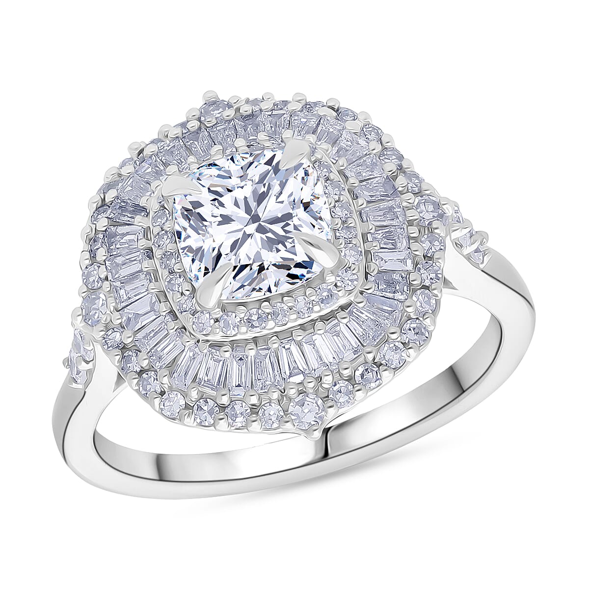 Luxuriant Lab Grown Diamond G-H SI 2.00 ctw Ring in Rhodium Over Sterling Silver (Size 6.0)