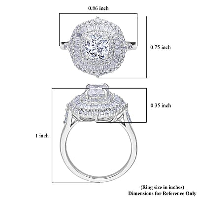 Luxuriant Lab Grown Diamond G-H SI 2.00 ctw Double Halo Ring in Rhodium Over Sterling Silver (Size 6.0)