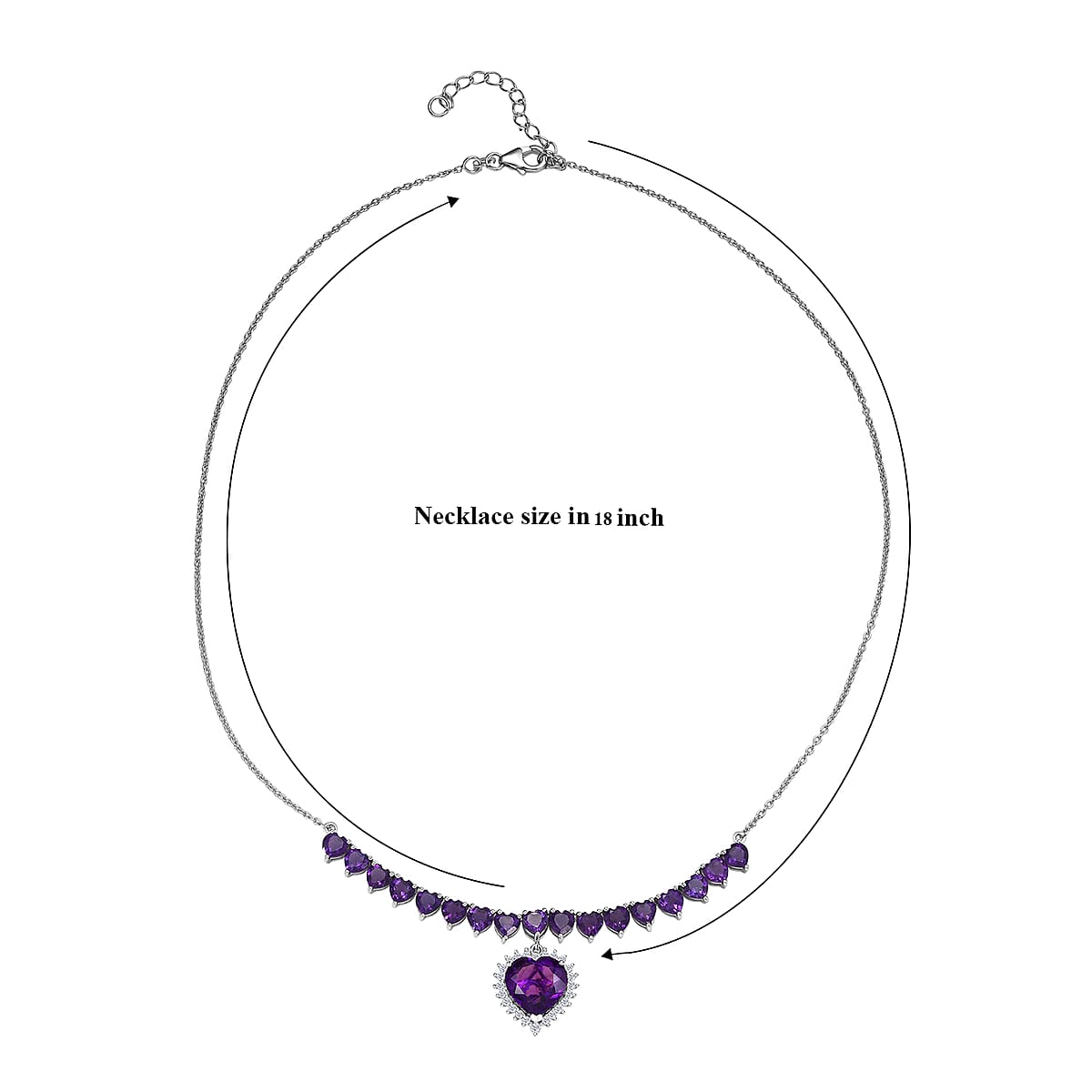 D'Joy Premium Lusaka Amethyst and Moissanite 13.00 ctw Bloom Cascade Necklace in Rhodium Over Sterling Silver 18-20 Inches image number 5