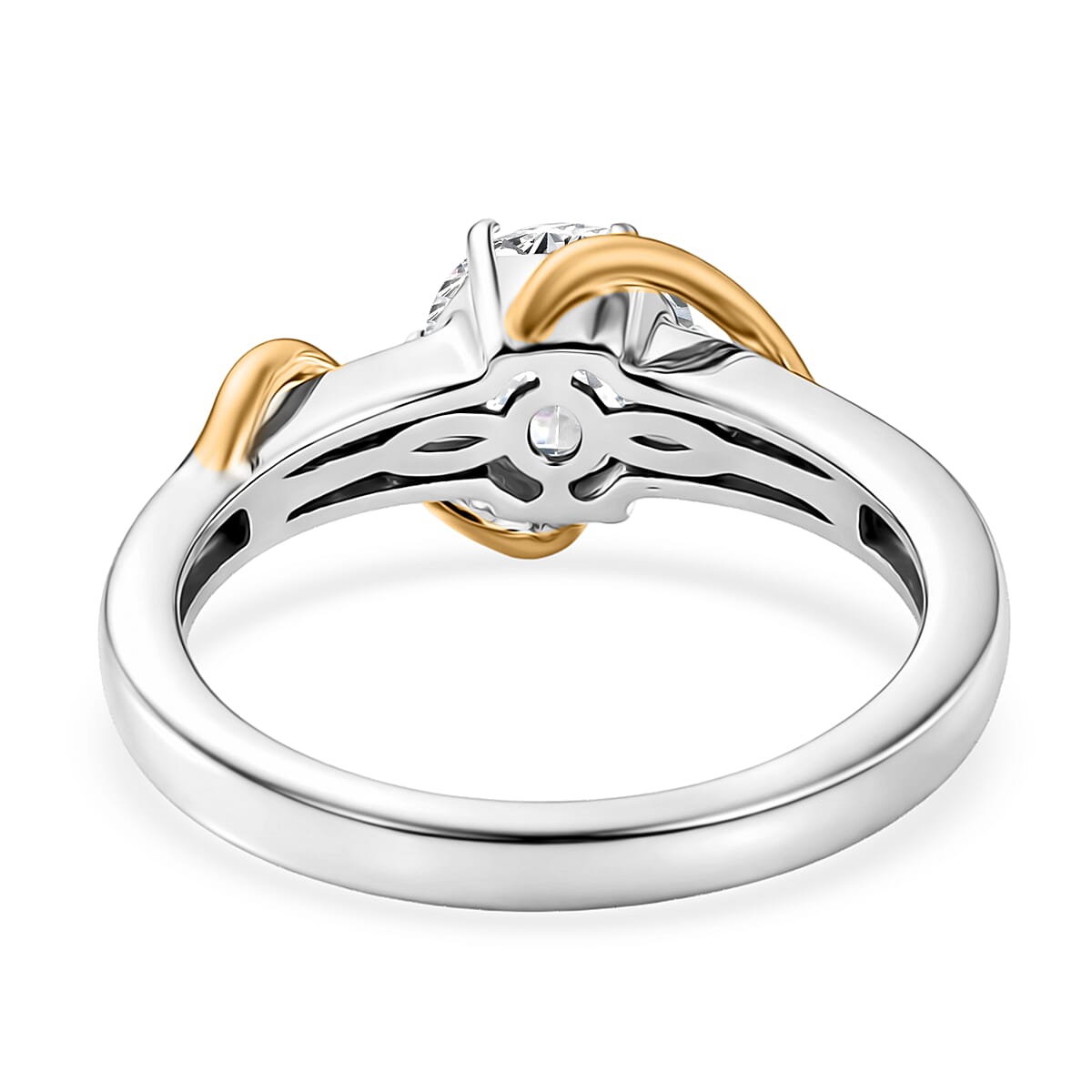 D'Joy Moissanite 1.10 ctw Ring in 18K Vermeil YG and Platinum Over Sterling Silver (Size 11.0) image number 4