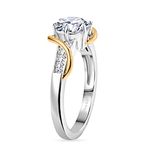 D'Joy Moissanite 1.10 ctw Ring in 18K Vermeil YG and Platinum Over Sterling Silver (Size 8.0)