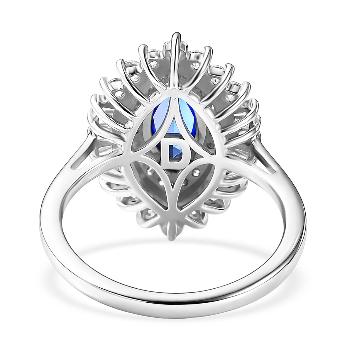 D'Joy Premium Tanzanite and Moissanite 2.70 ctw Blue Empress Ring in Rhodium Over Sterling Silver (Size 10.0) image number 4