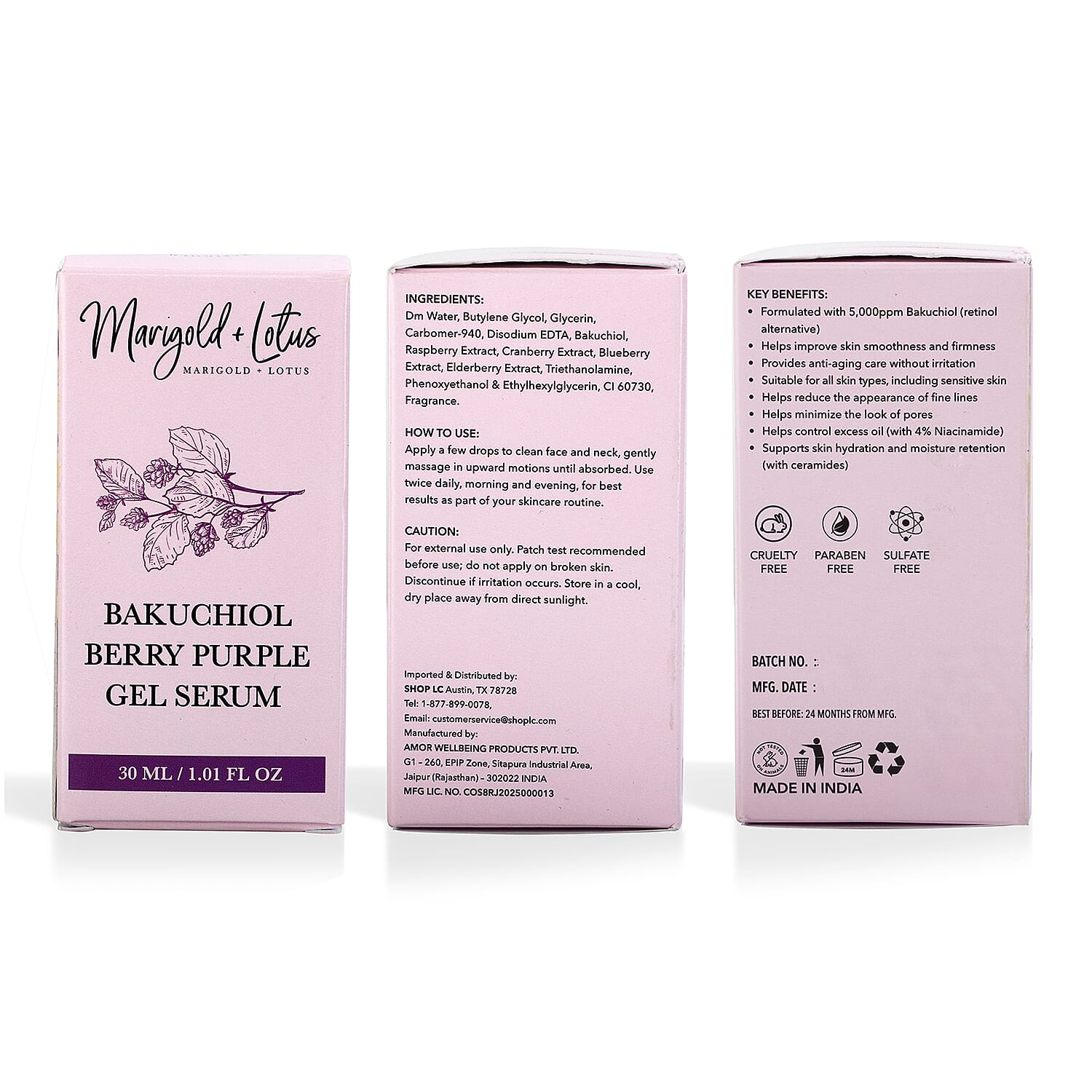 Marigold & Lotus Bakuchiol Berry Purple Gel Serum 1.01oz