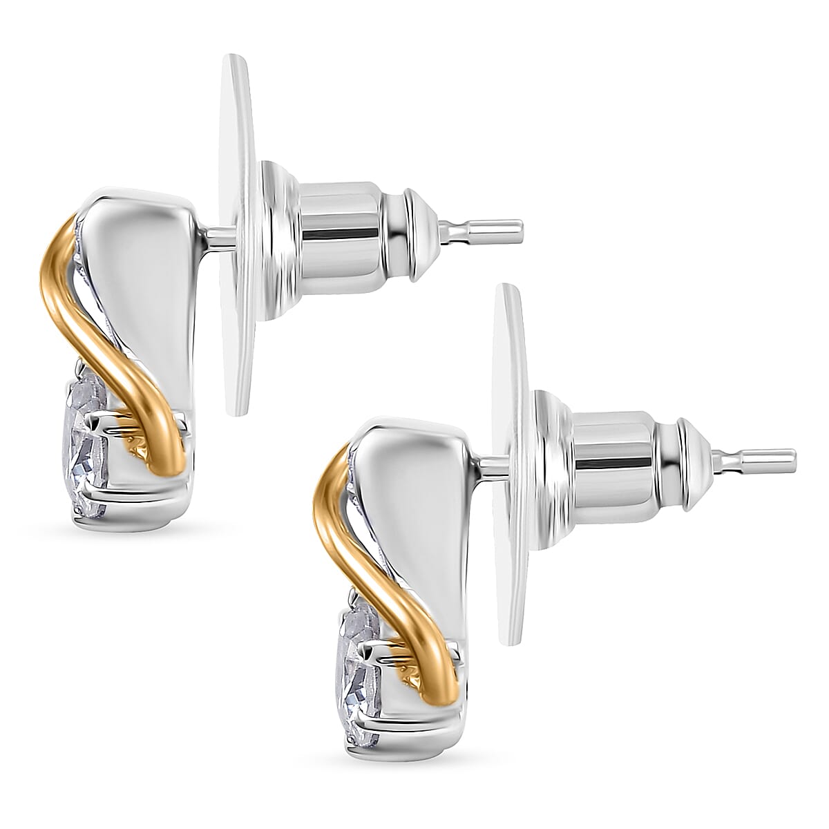 D'Joy Moissanite 1.00 ctw Earrings in 18K Vermeil YG and Platinum Over Sterling Silver image number 1