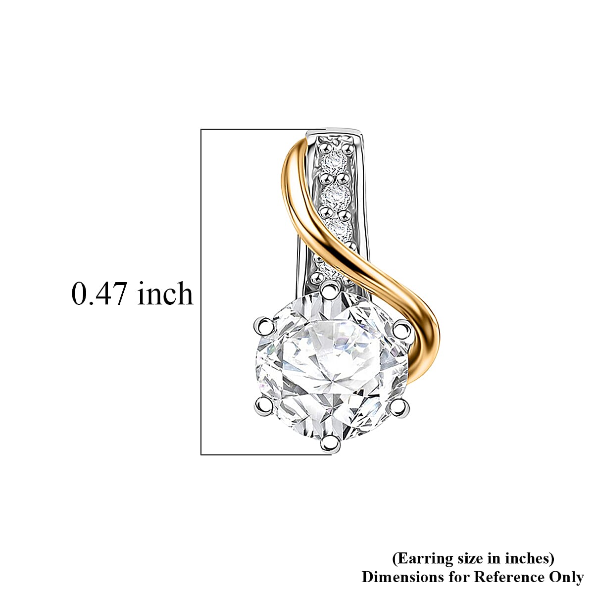 D'Joy Moissanite 1.00 ctw Earrings in 18K Vermeil YG and Platinum Over Sterling Silver image number 2