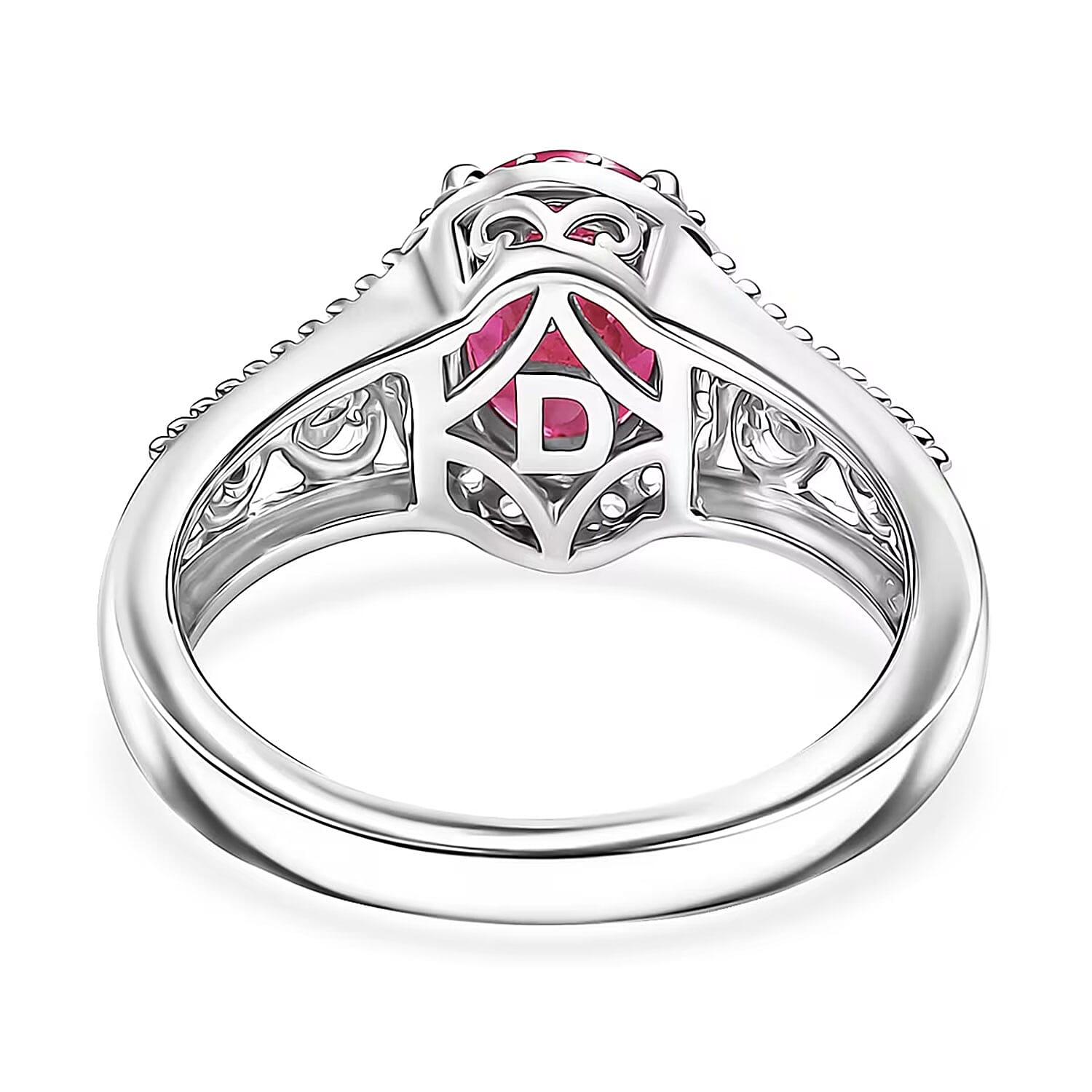 D'Joy Niassa Ruby (FF) and White Zircon 2.10 ctw Ring in Platinum Over Sterling Silver (Size 10.0)