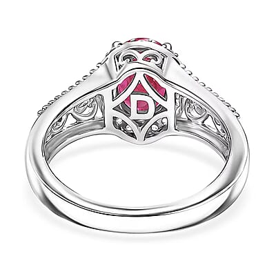D'Joy Niassa Ruby (FF) and White Zircon 2.10 ctw Ring in Platinum Over Sterling Silver (Size 10.0)