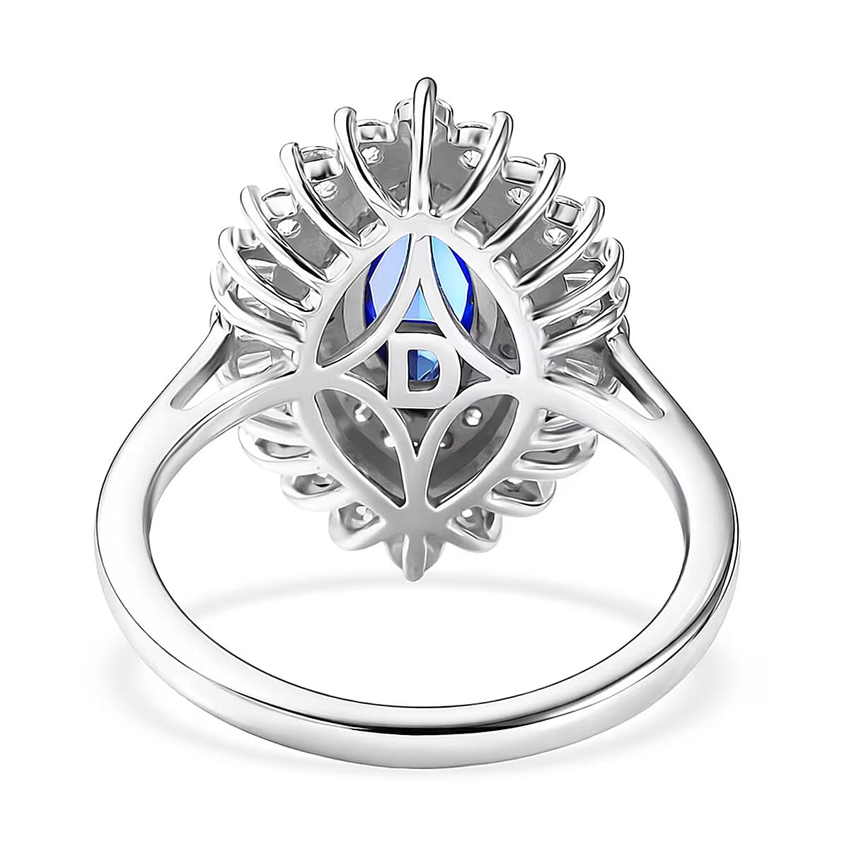 D'Joy Premium Tanzanite and Moissanite 2.70 ctw Blue Empress Ring in Rhodium Over Sterling Silver (Size 9.0) image number 6
