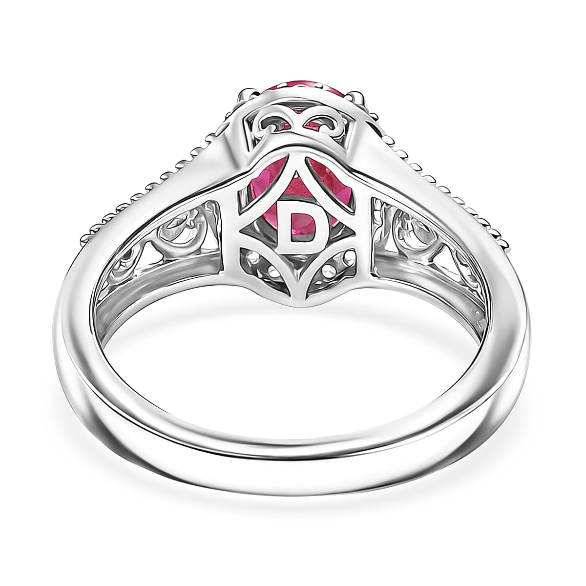 D'Joy Niassa Ruby (FF) and White Zircon 2.10 ctw Ring in Platinum Over Sterling Silver (Size 7.0) image number 4