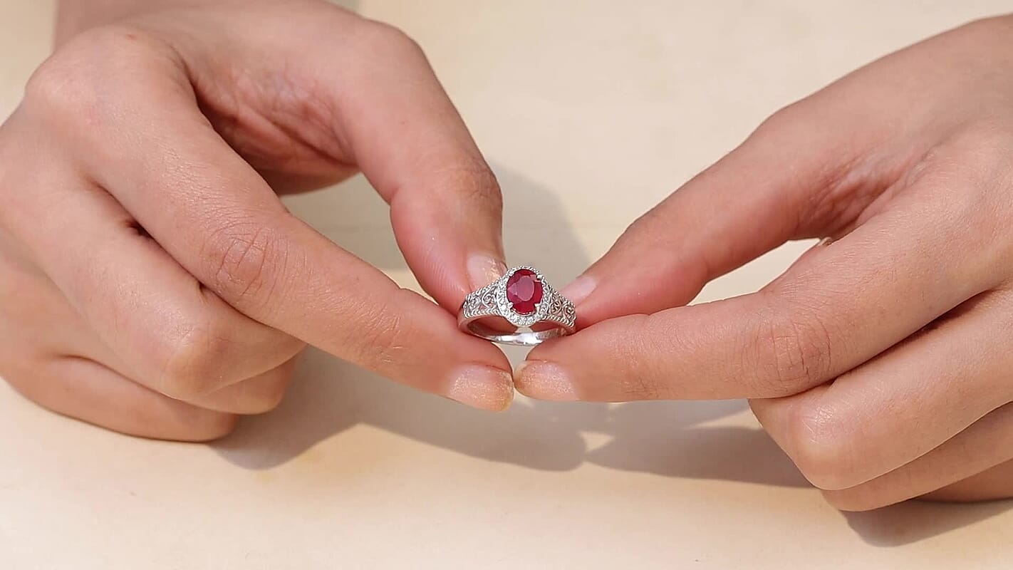 D'Joy Niassa Ruby (FF), White Zircon Ring in Platinum Over Sterling Silver (Size 10.0) 2.10 ctw
