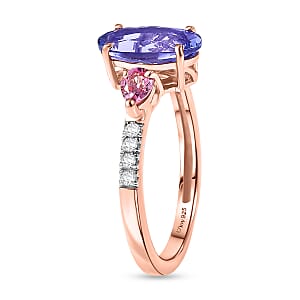 D'Joy Tanzanite and Multi Gemstone 1.85 ctw Blue Blush Ring in 18K Vermeil Rose Gold Over Sterling Silver (Size 7.0)