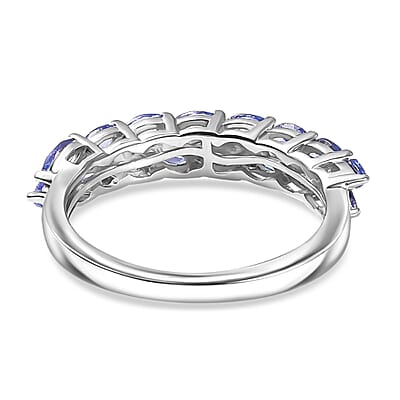 EverTrue Tanzanite 1.30 ctw Blue Petal Band Ring in Platinum Bond (Size 5.0)