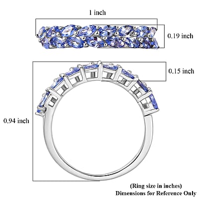 EverTrue Tanzanite 1.30 ctw Blue Petal Band Ring in Platinum Bond (Size 5.0)