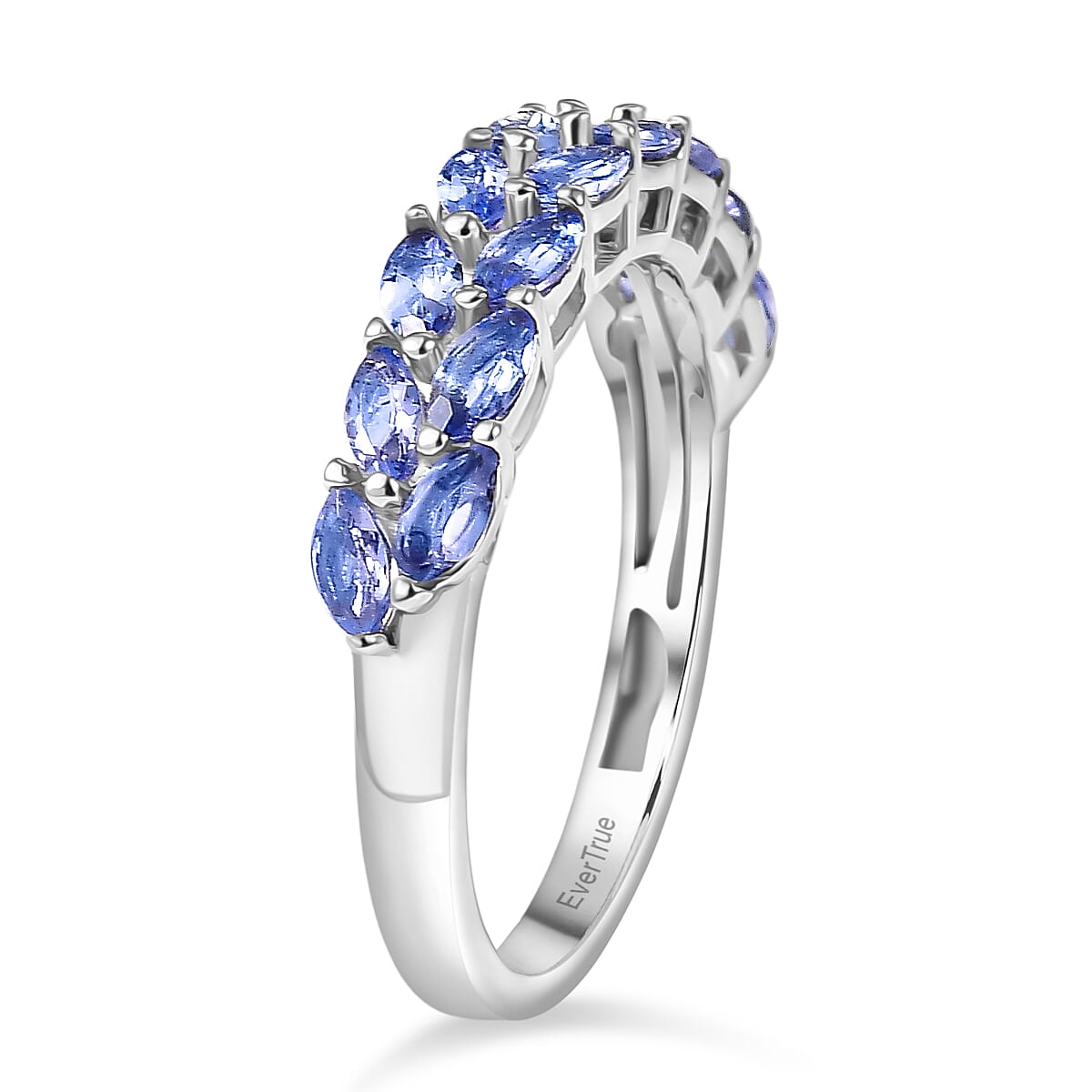 EverTrue Tanzanite 1.30 ctw Blue Petal Band Ring in Platinum Bond (Size 6.0) image number 3