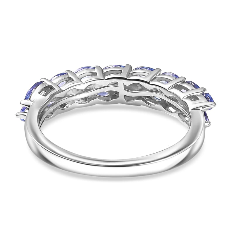 EverTrue Tanzanite 1.30 ctw Blue Petal Band Ring in Platinum Bond (Size 6.0)