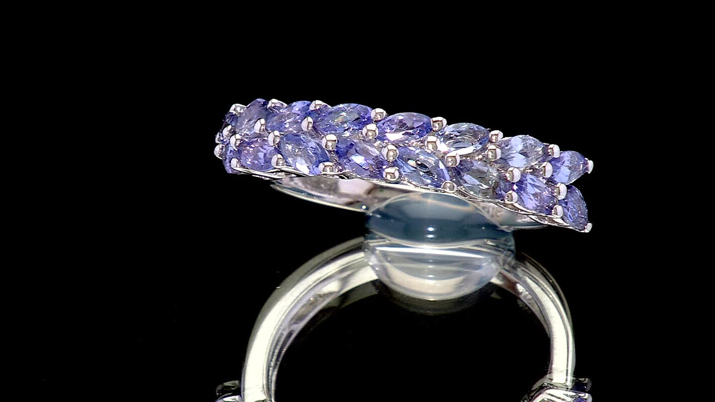 EverTrue Tanzanite Blue Petal Band Ring in Platinum Bond (Size 10.0) 1.30 ctw