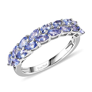 EverTrue Tanzanite 1.30 ctw Blue Petal Band Ring in Platinum Bond (Size 8.0)