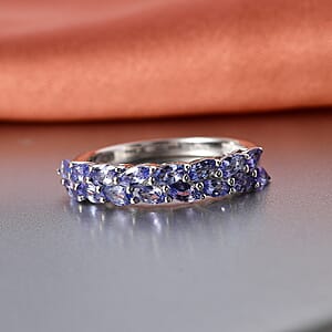 EverTrue Tanzanite 1.30 ctw Blue Petal Band Ring in Platinum Bond (Size 8.0)