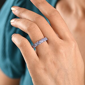 EverTrue Tanzanite 1.30 ctw Blue Petal Band Ring in Platinum Bond (Size 8.0)