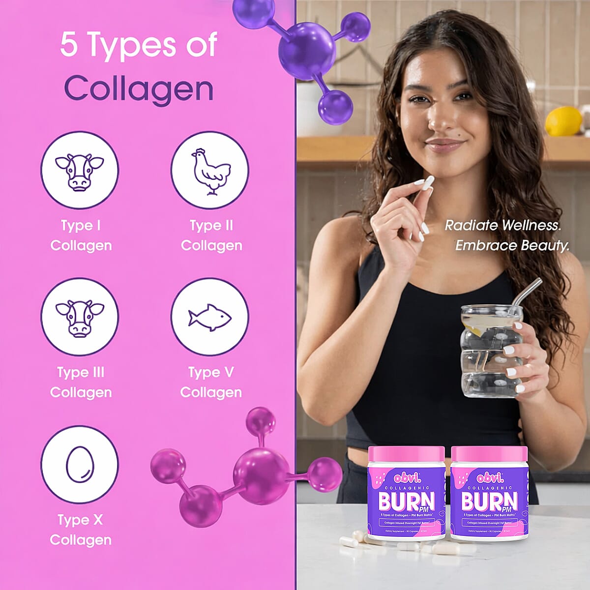 Obvi Collegenic Burn PM Overnight Fat Burner Dietary Supplement (90x2 Capsules, 60 Serv) Made in US image number 3