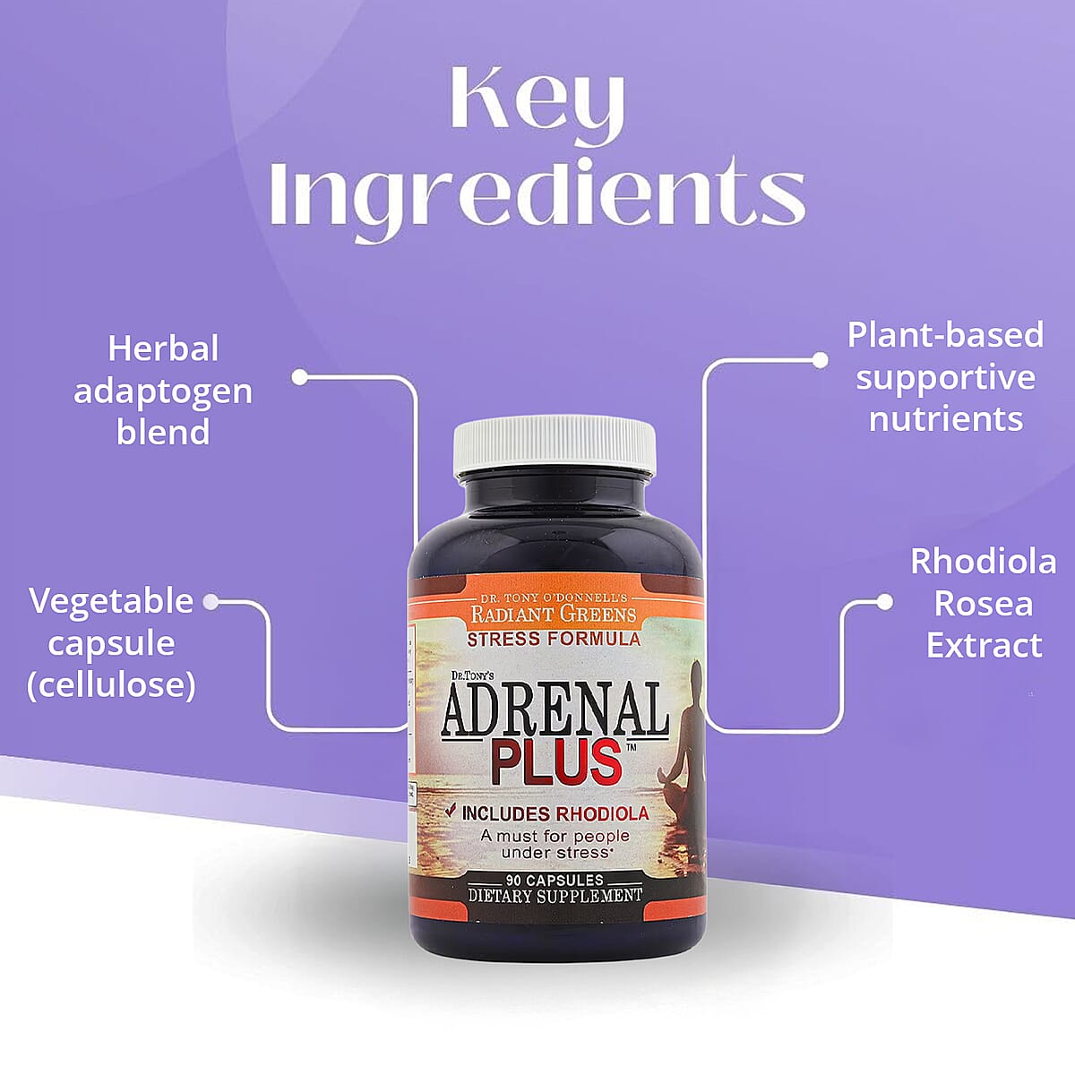 Dr. Tony Adrenal Plus (Stress & Mood Support) Dietary Supplement (90 Capsules) image number 4