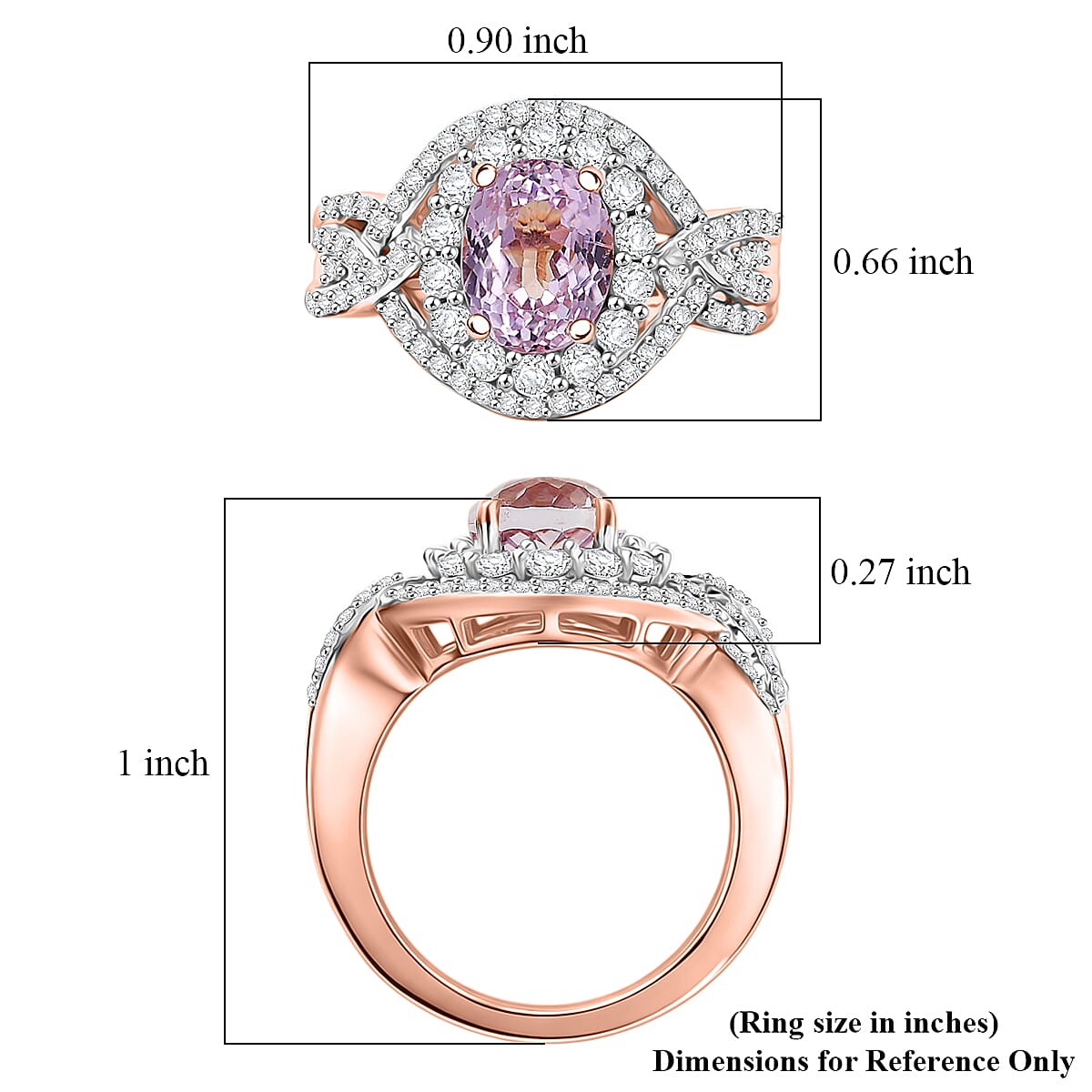 D'Joy Premium Martha Rocha Kunzite and White Zircon 3.90 ctw Ring in 18K Vermeil Rose Gold Over Sterling Silver (Size 7.0) image number 5