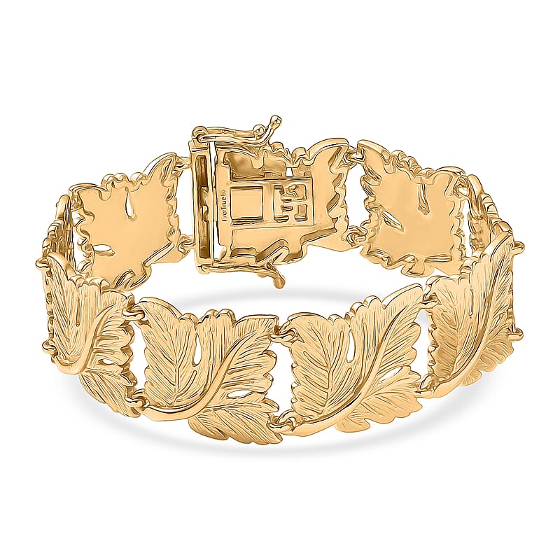 EverTrue Bronzella Collection Golden Laurel Leaf Bracelet in 18K YG Plated Bronze (7.50 In)