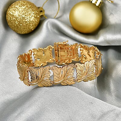 EverTrue Bronzella Collection Golden Laurel Leaf Bracelet in 18K YG Plated Bronze (7.50 In)
