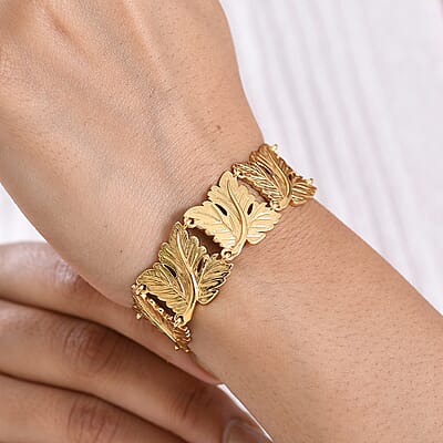 EverTrue Bronzella Collection Golden Laurel Leaf Bracelet in 18K YG Plated Bronze (7.50 In)