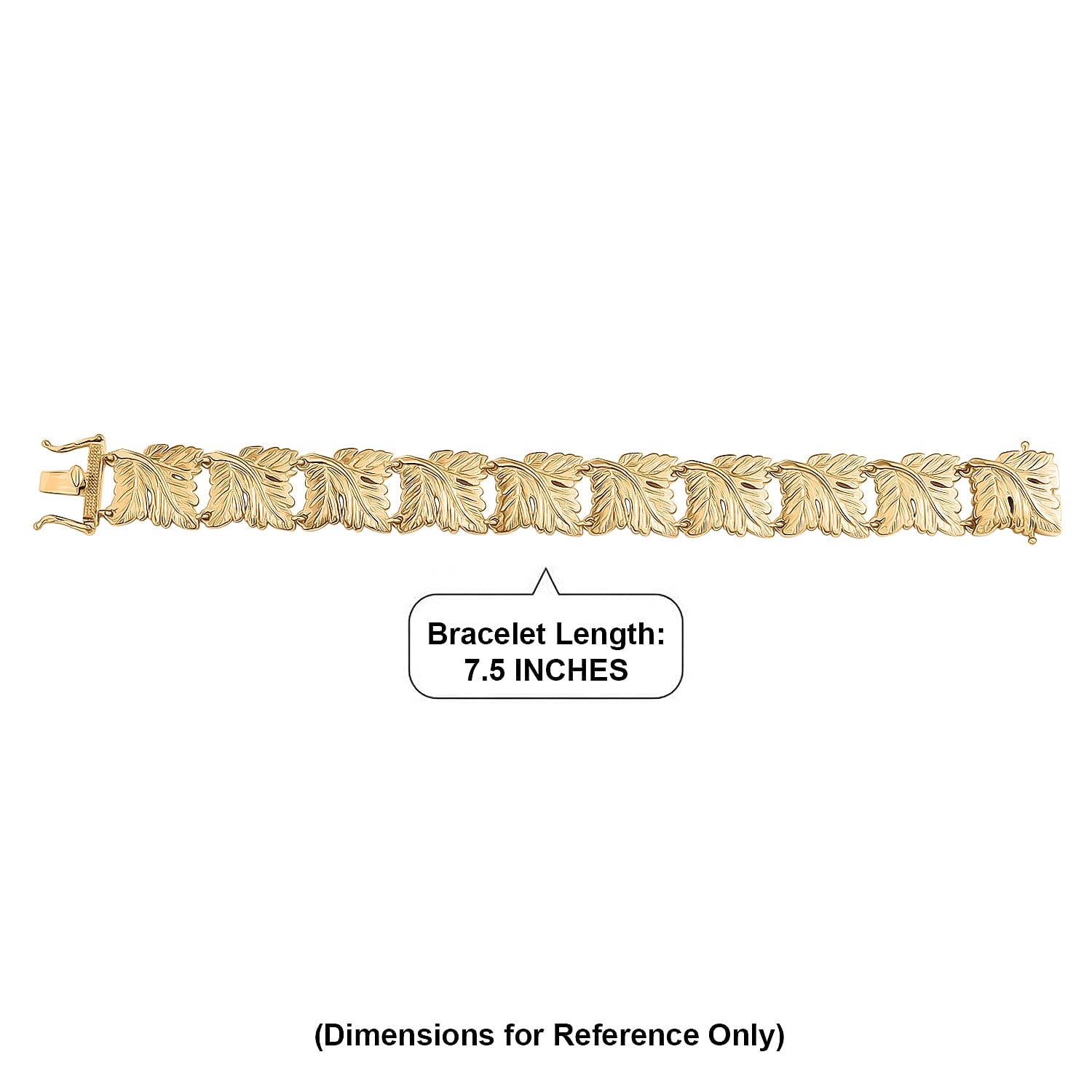 EverTrue Bronzella Collection Golden Laurel Leaf Bracelet in 18K YG Plated Bronze (7.50 In)
