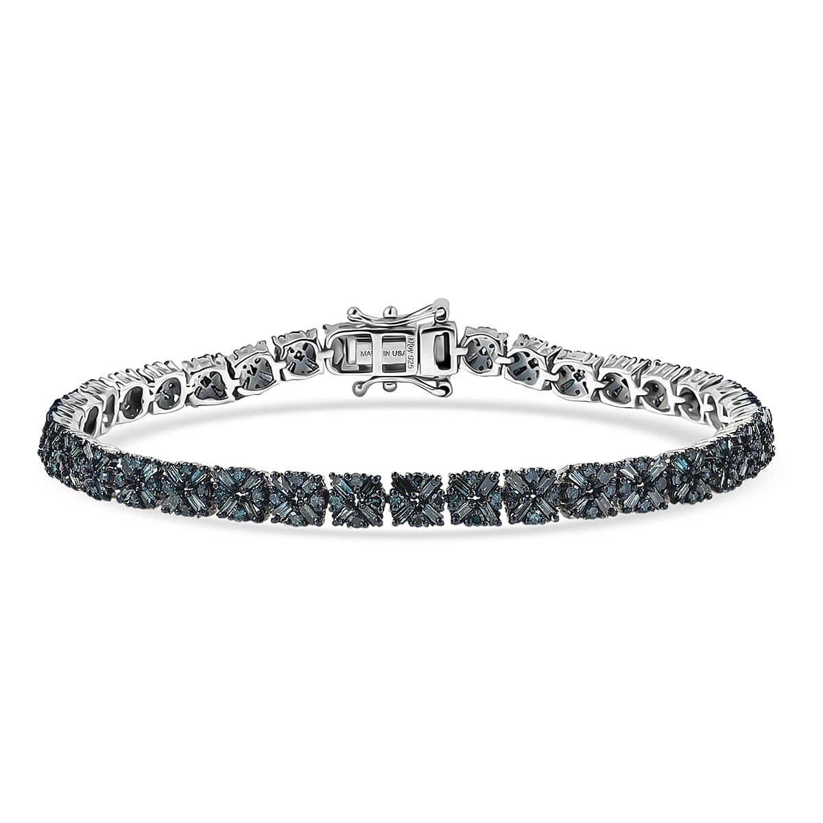 D'Joy Blue Diamond 4.00 ctw Royal Crossfire Bracelet in Rhodium Over Sterling Silver (7.25 In) image number 0